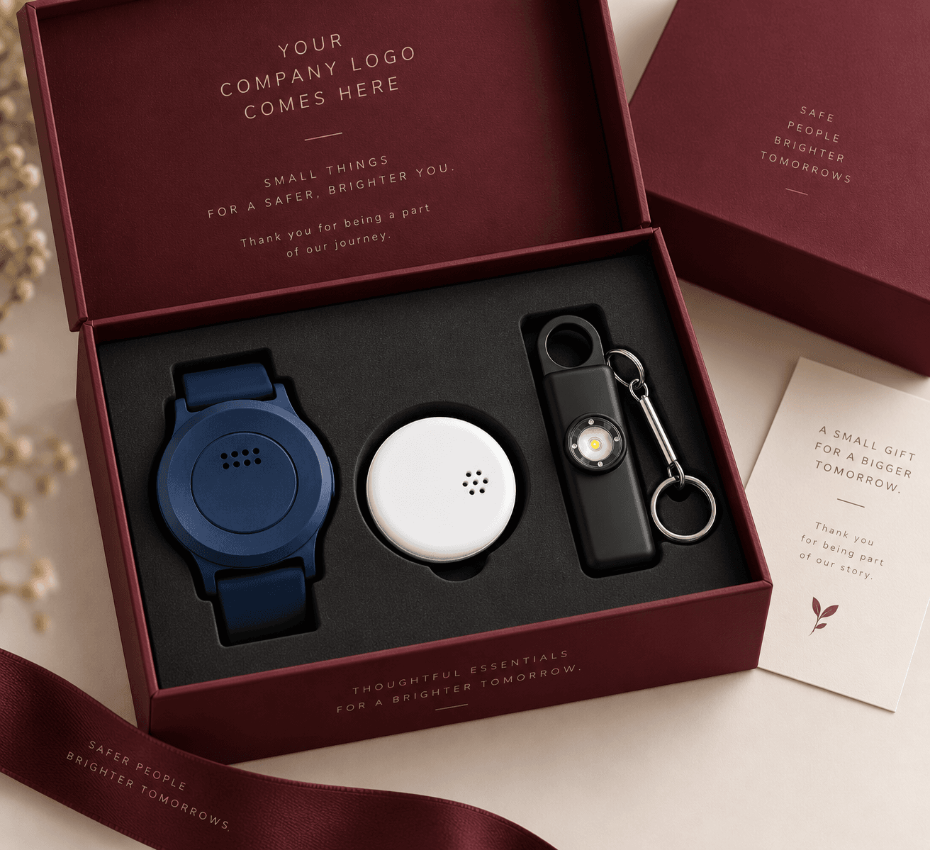 Safety gifting combo box with devices packed together
